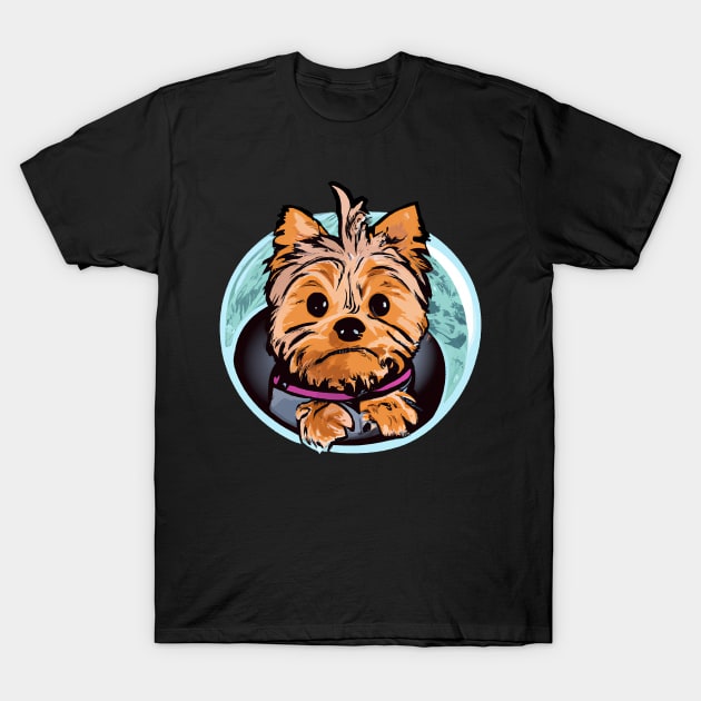 Yorkshire Terrier in Space Dog Lover Yorkie T-Shirt by BetterManufaktur